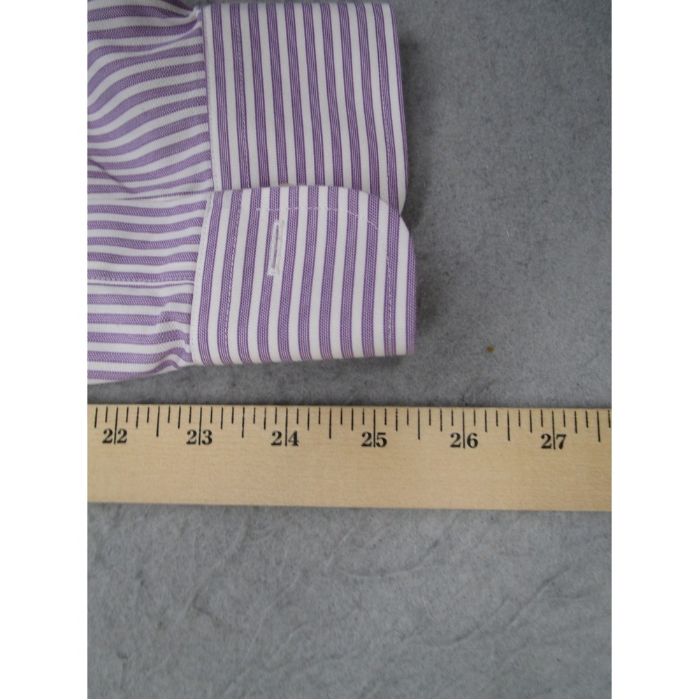 Brooks Brothers Regent Dress Shirt Mens 16 35 Purple Stripe Non-Iron Supima - Picture 8 of 9